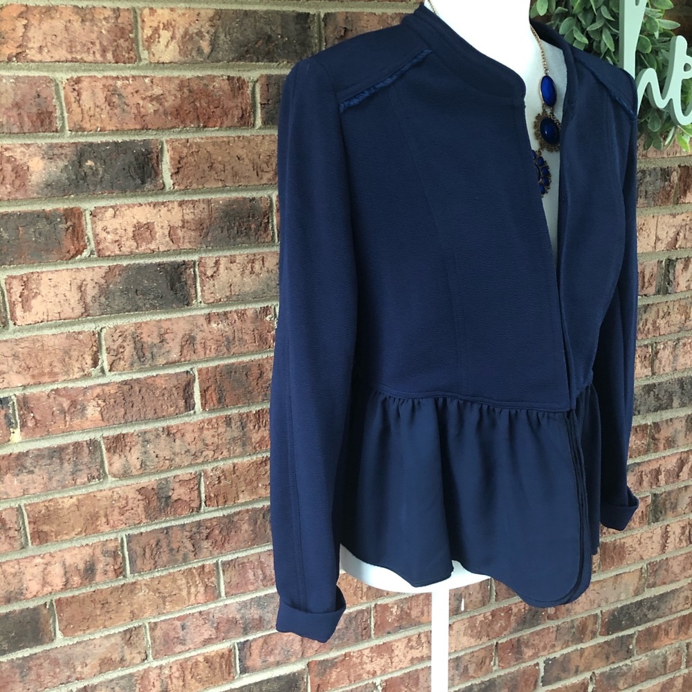 { KATE ROSY } Blue Lightweight Ruffle Blazer - Picture 2 of 8